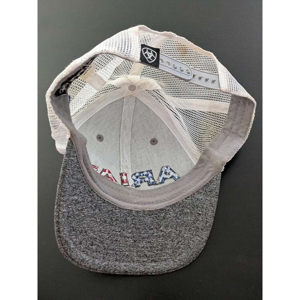 Ariat Flag Logo Mesh Back Trucker Hat Gray White‎ OSFM